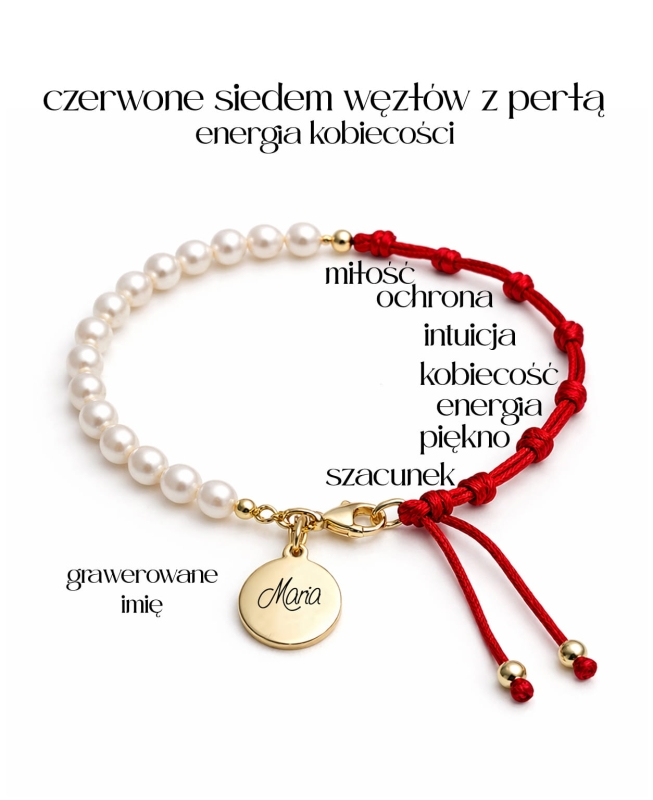czerwone siedem węzłów z perłą energia kobiecości z grawerem.jpg