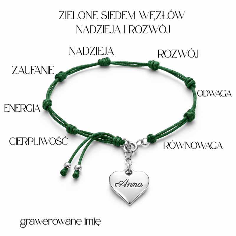 bransoletka siedmiu wezlow zielona z sercem.png