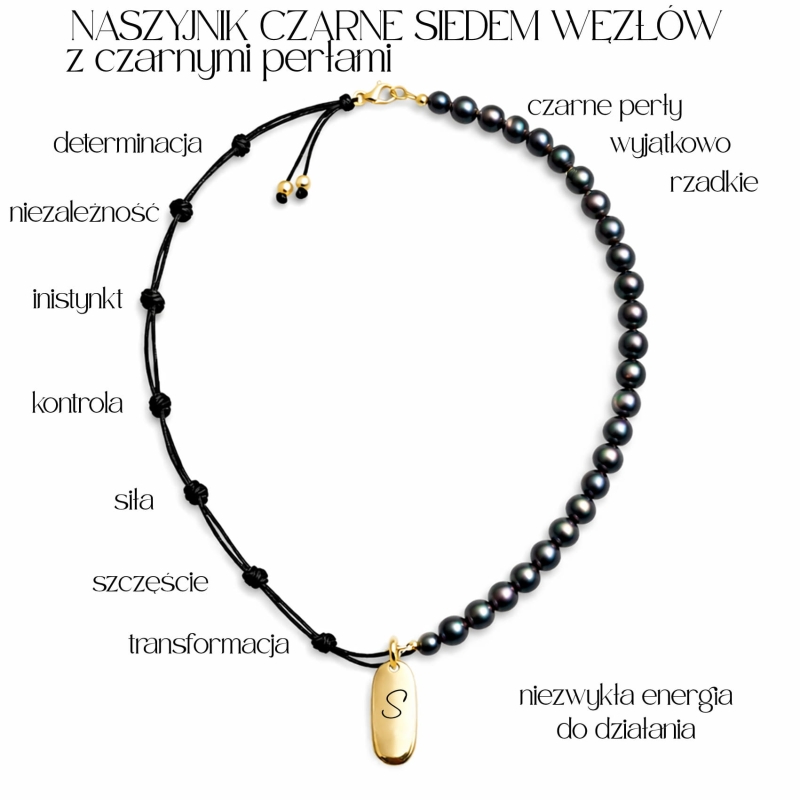 naszyjnik siedmiu wezlow z czarnymi perlami niezwykla energia do dzialania.JPG