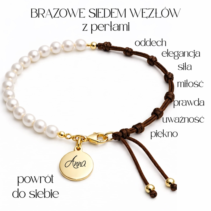 bransoletka brazowe siedem wezlow z perlami powrot do siebie.jpg