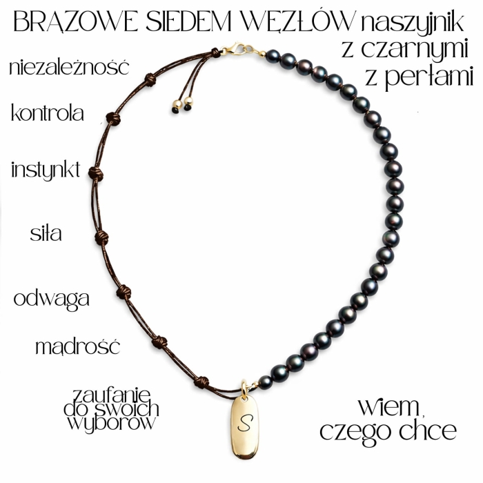 brązowe siedem wezlow naszyjnik z czarnymi perlami wiem czego chce.jpg