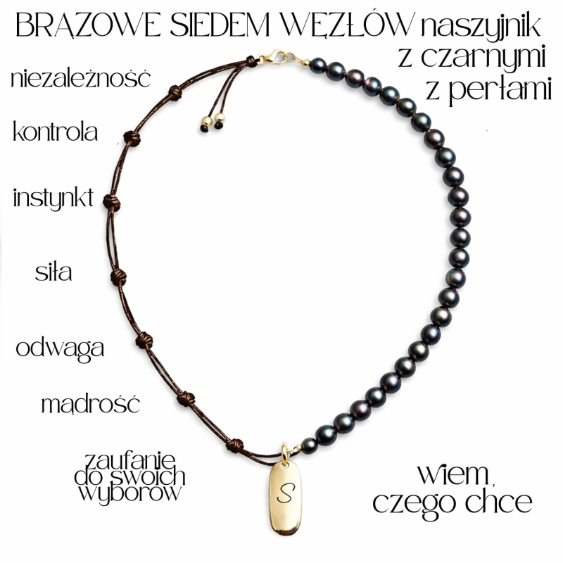 brązowe siedem wezlow naszyjnik z czarnymi perlami wiem czego chce.jpg
