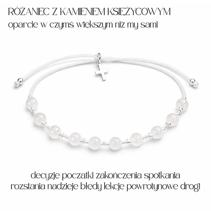 różaniec z kamieniem księżycowym i krzyżykiem.JPG