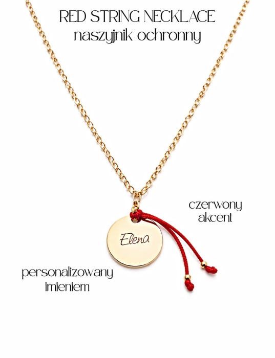 Red String Necklace naszyjnik Ochronny z czerwonym akcentem