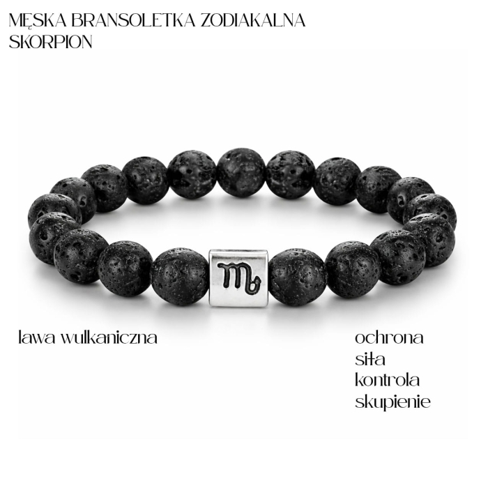 Męska Bransoletka Zodiakalna dla Skorpiona