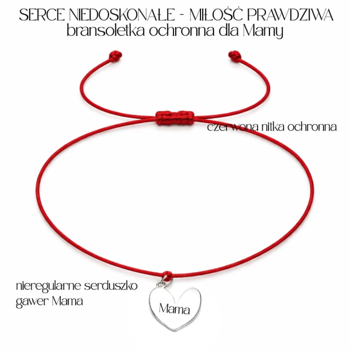 Serce niedoskonałe, ale miłość prawdziwa bransoletka ochronna na Dzień Mamy