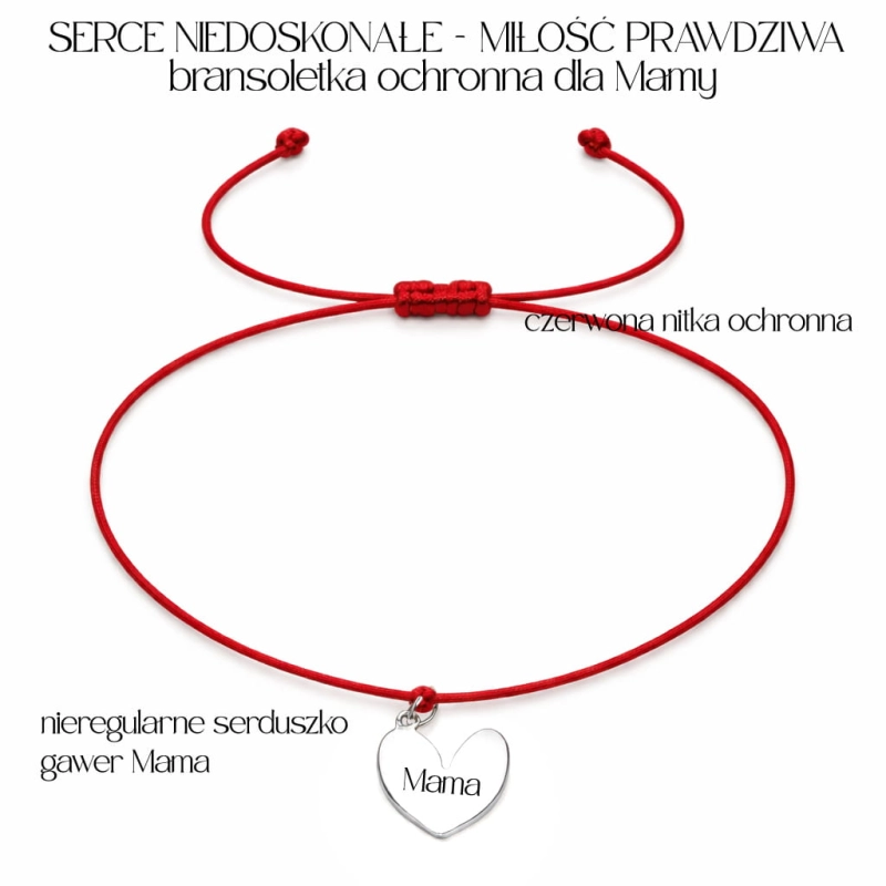 Serce niedoskonałe, ale miłość prawdziwa bransoletka ochronna na Dzień Mamy