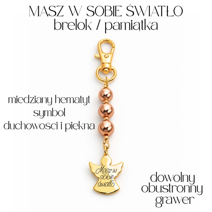 Brelok Anioł Stróż Miedziany Hematyt - Masz W Sobie Światło - Personalizowany