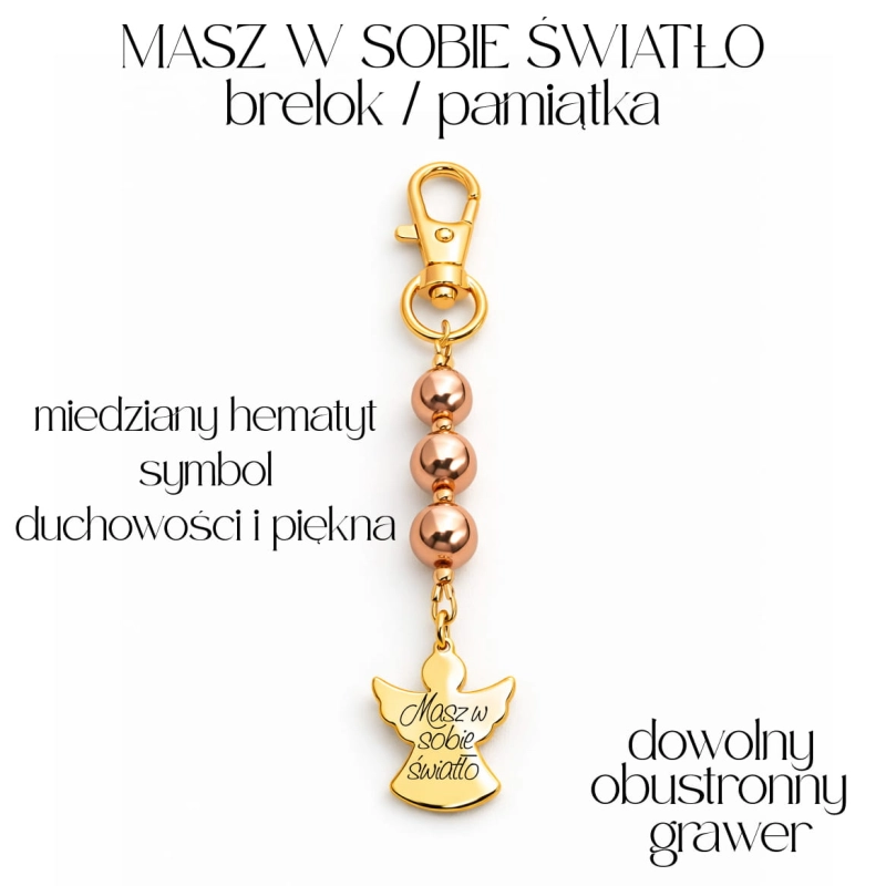 Brelok Anioł Stróż Miedziany Hematyt - Masz W Sobie Światło - Personalizowany