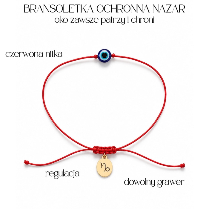 Bransoletka ochronna z czerwonej nici NAZAR oko proroka