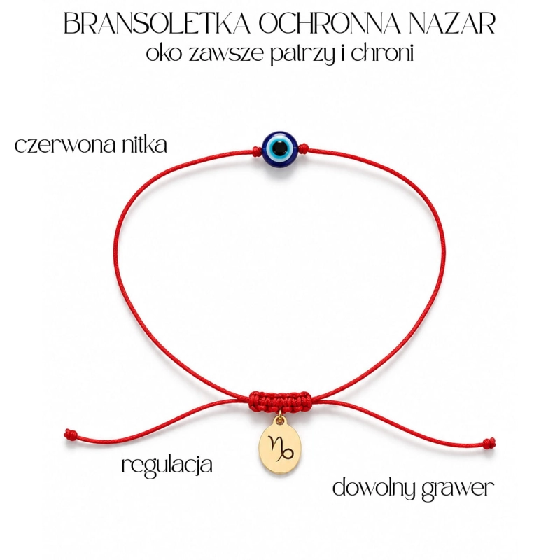 Bransoletka ochronna z czerwonej nici NAZAR oko proroka
